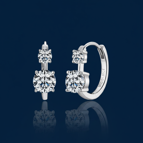1.3 Carat Moissanite Huggie Earrings – Shadow & Mirror
