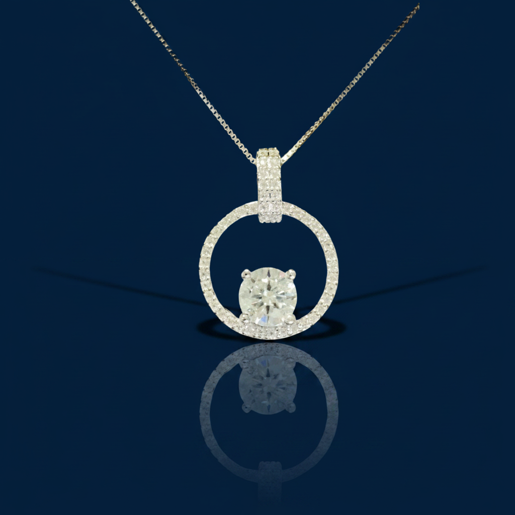 1 Carat Moissanite Necklace – Platinum Plated 925 Sterling Silver Diamond Alternative – The Gold Edit | SimKap Jewellery