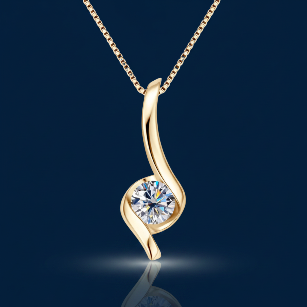 1 Carat Moissanite Necklace – Small, Shadow & Mirror