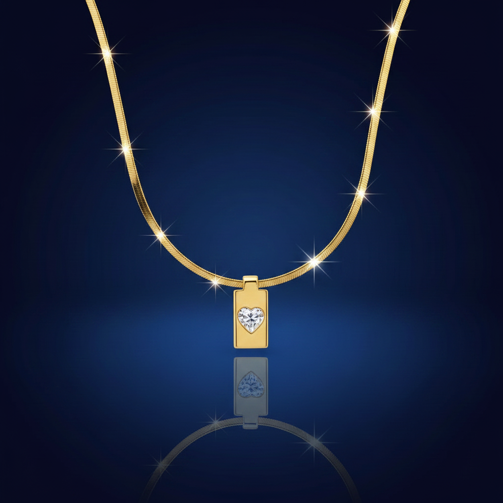 18K Gold-Plated Zircon Heart Pendant Necklace