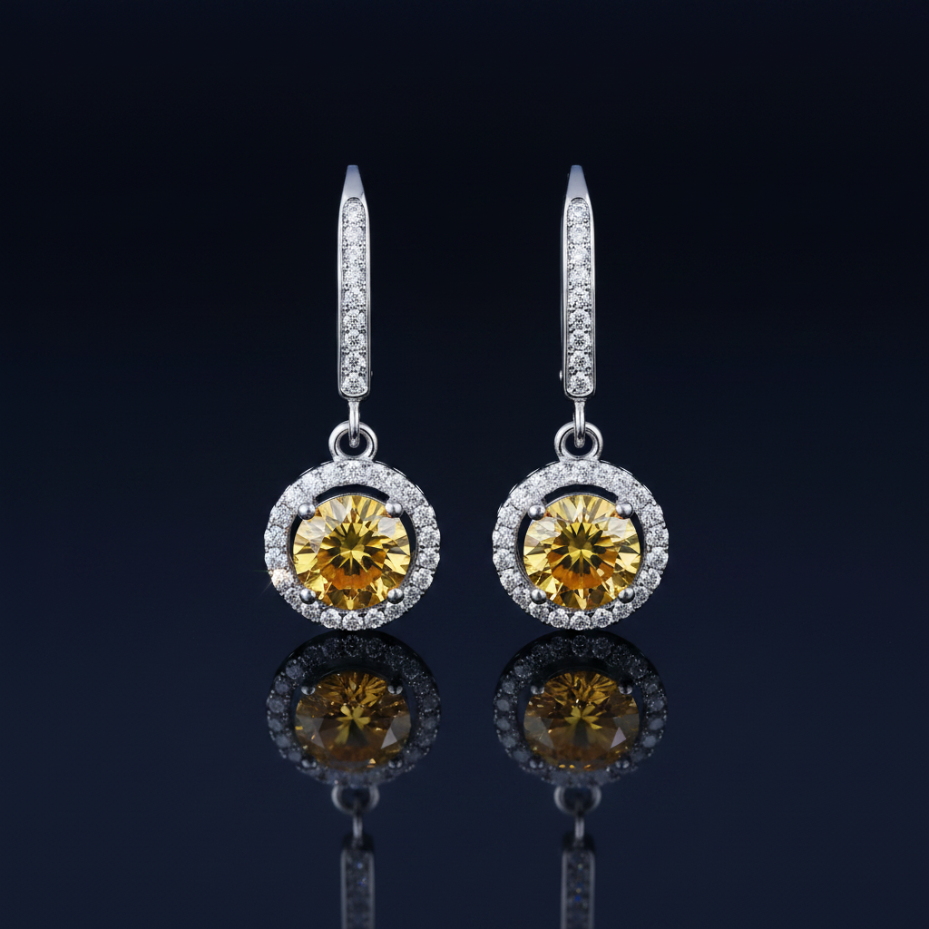 2 Carat Moissanite Drop Earrings | Platinum Plated 925 Sterling Silver