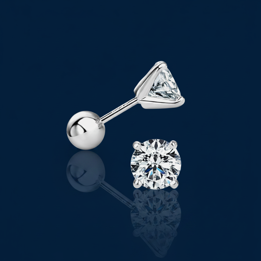 2 Carat Moissanite Stud Earrings – Shadow & Mirror