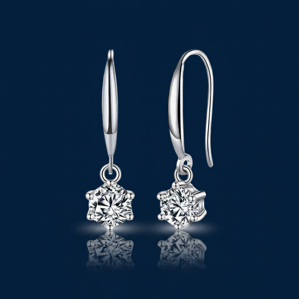 2ct Moissanite 6-Prong Drop Earrings – Navy Editorial