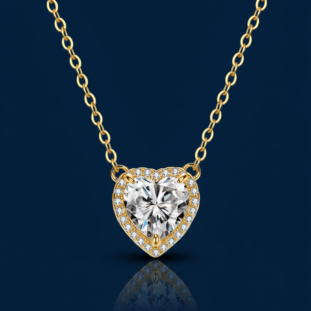 2ct Moissanite Heart Necklace – Navy Editorial