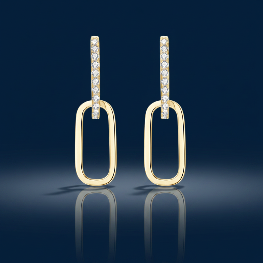 925 Sterling Silver Moissanite Earrings – Shadow & Mirror