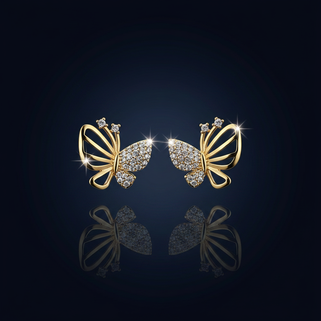 18K Gold-Plated Butterfly Stud Earrings