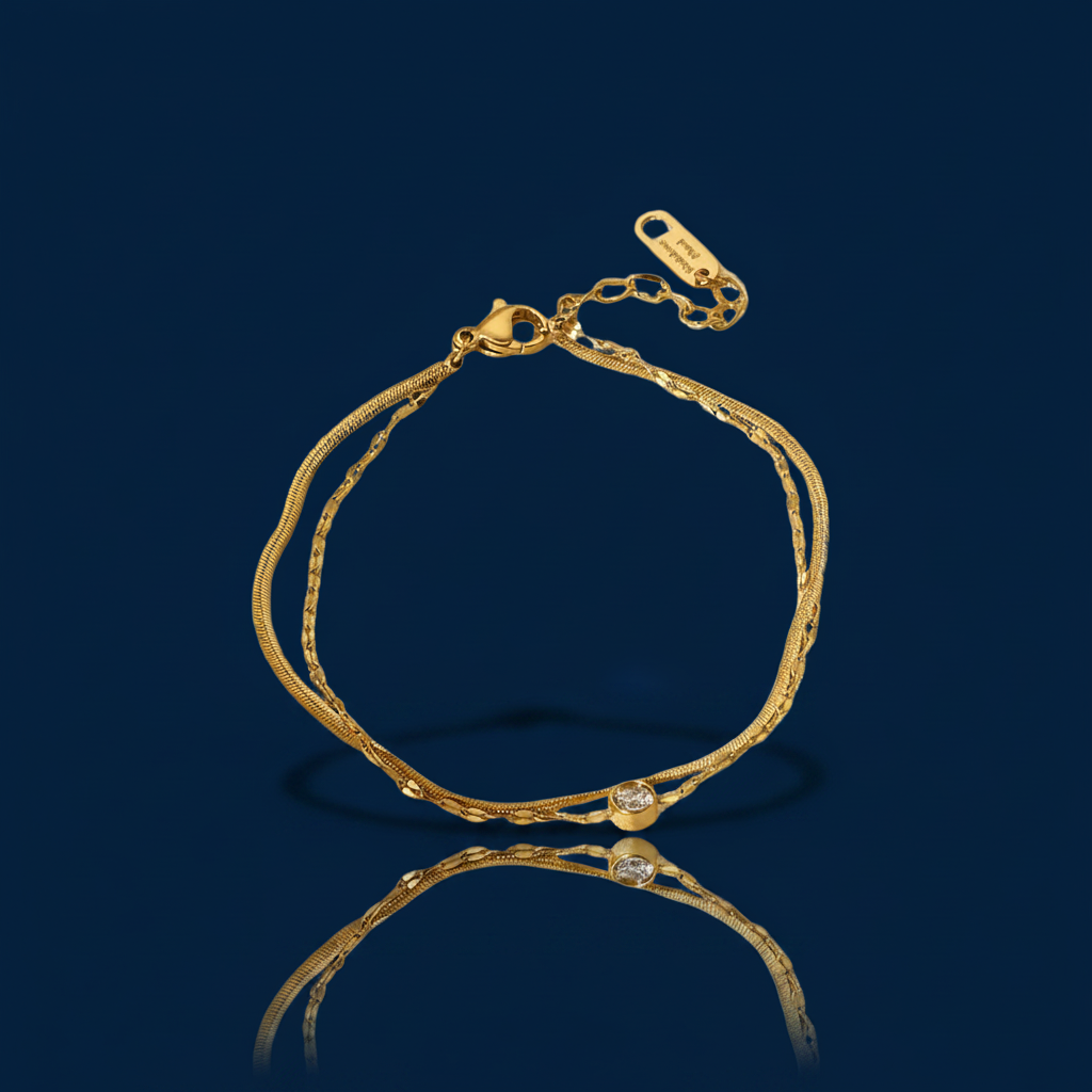 Zircon Double Layered Bracelet, 18K Gold-Plated – The Gold Edit | SimKap Jewellery