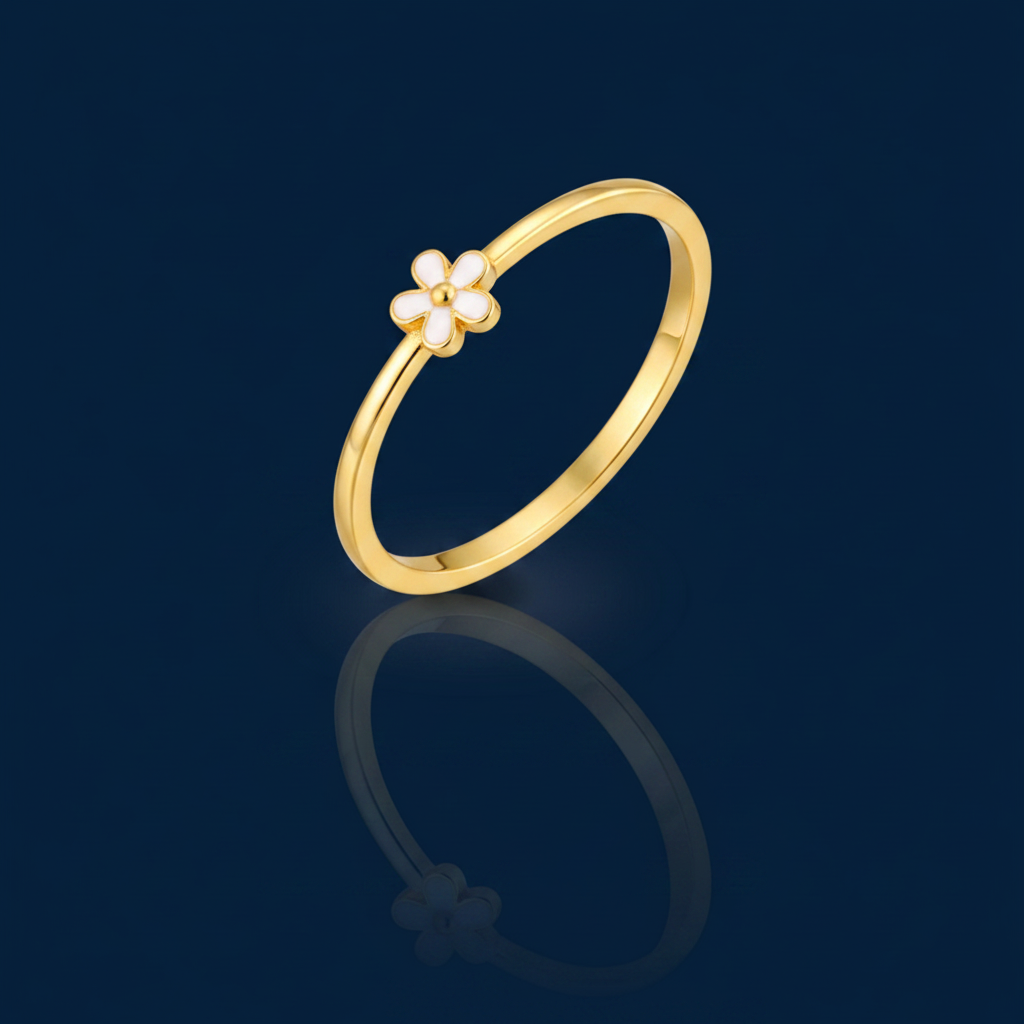 Enamel Flower Ring – 45° Shadow & Mirror
