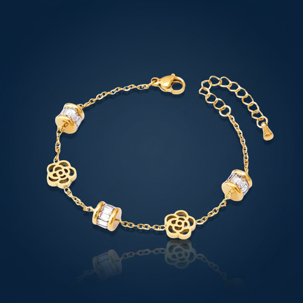 Flower Bracelet, 18K Gold-Plated – The Gold Edit | SimKap Jewellery