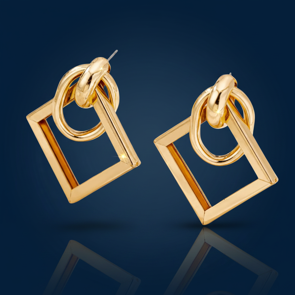 18K Gold-Plated Geometric Square Hoop Earrings