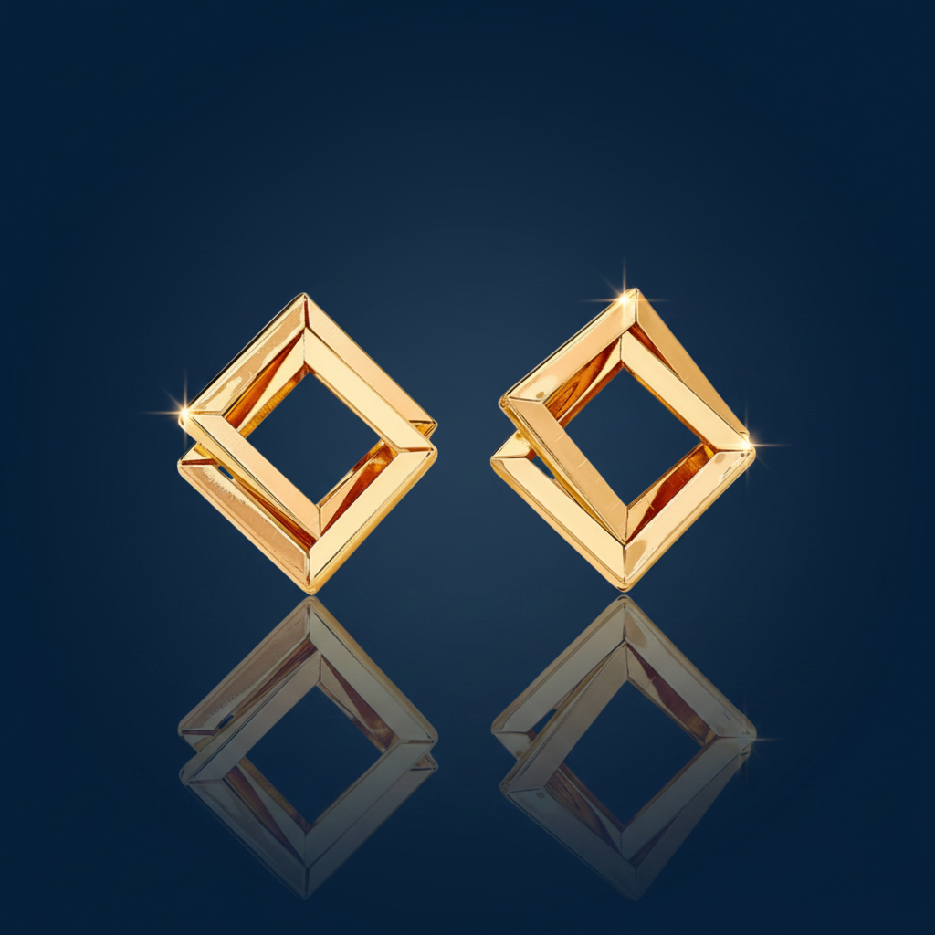 18K Gold-Plated Geometric Stud Earrings