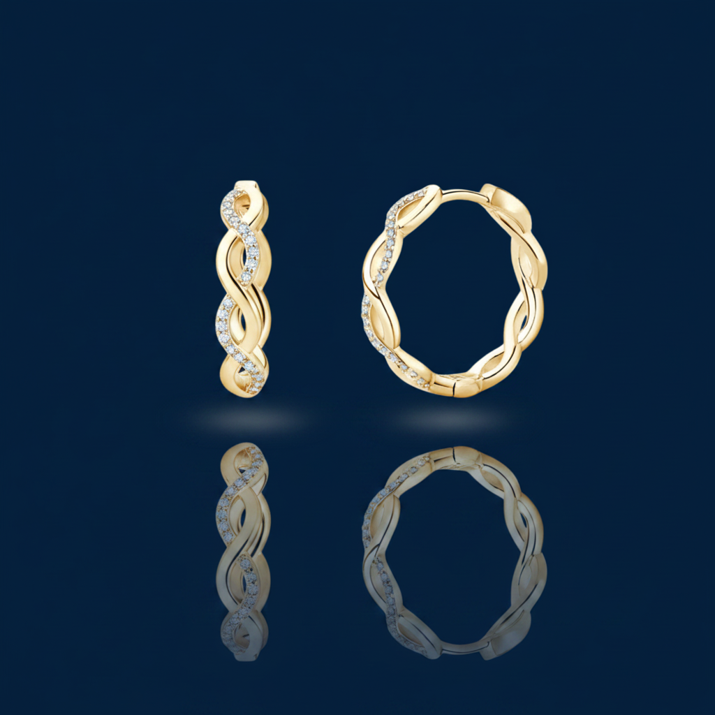 Gold Crisscross Hoop Earrings – Shadow & Mirror