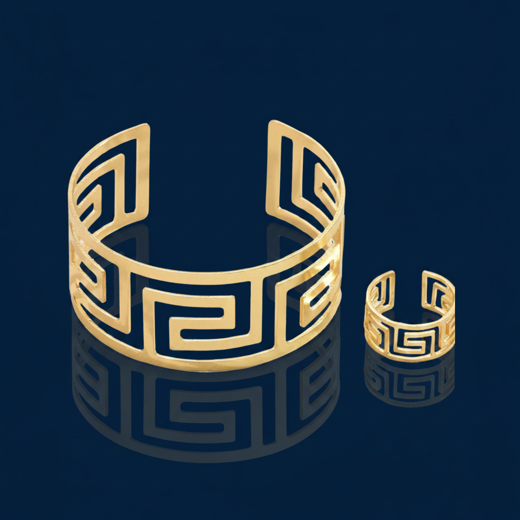 18K Gold-Plated Geometric Bracelet & Ring Set – The Gold Edit | SimKap Jewellery