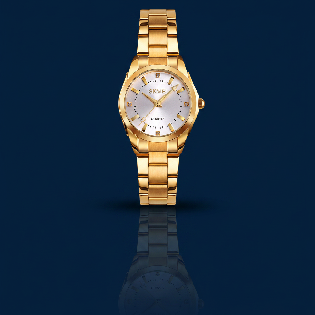 Gold Ladies Quartz Watch – Navy Editorial