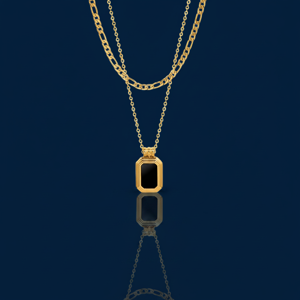 14K Gold-Plated Titanium Steel Pendant Necklace | Adjustable Chain