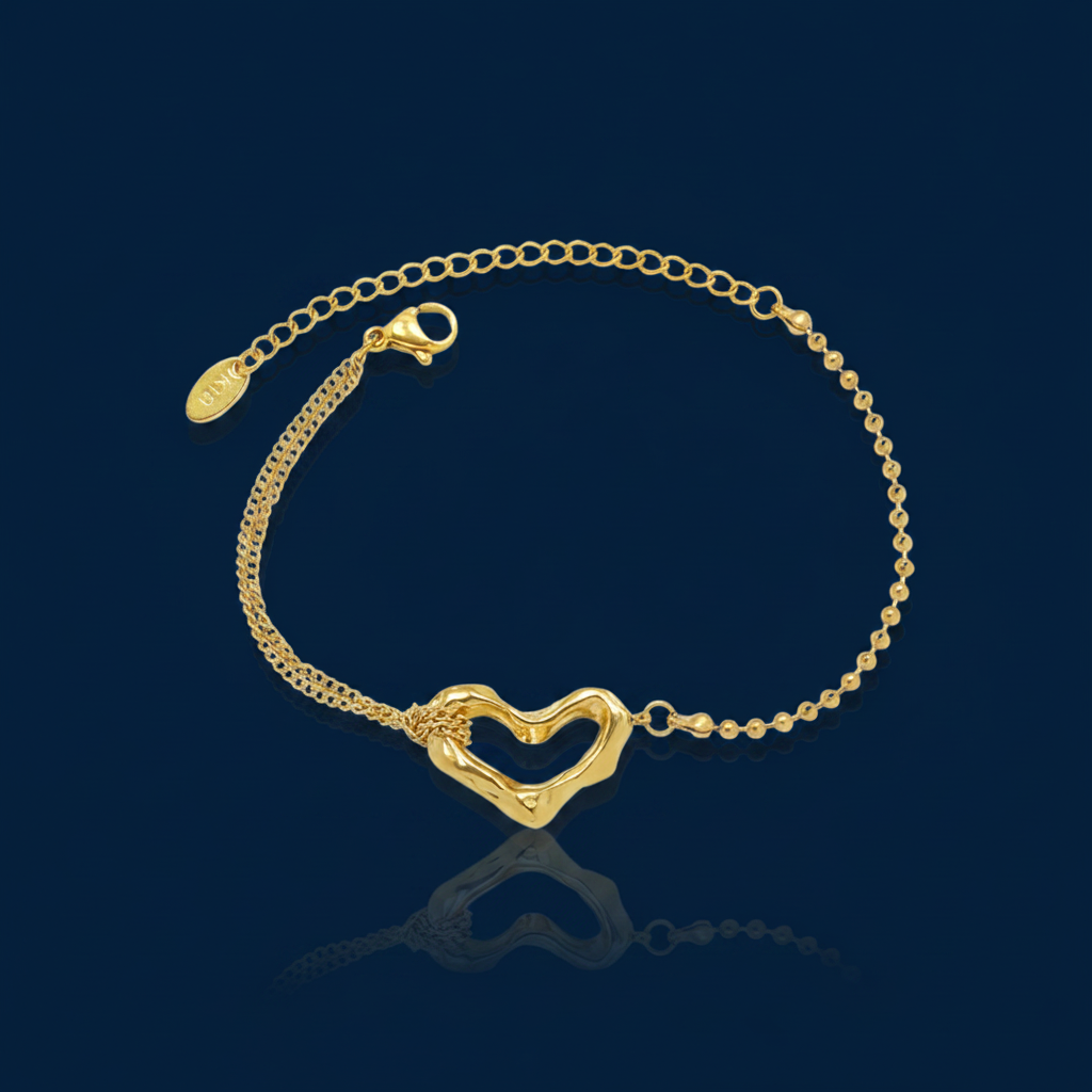 Heart Bracelet, 18K Gold-Plated Titanium Steel – The Gold Edit | SimKap Jewellery
