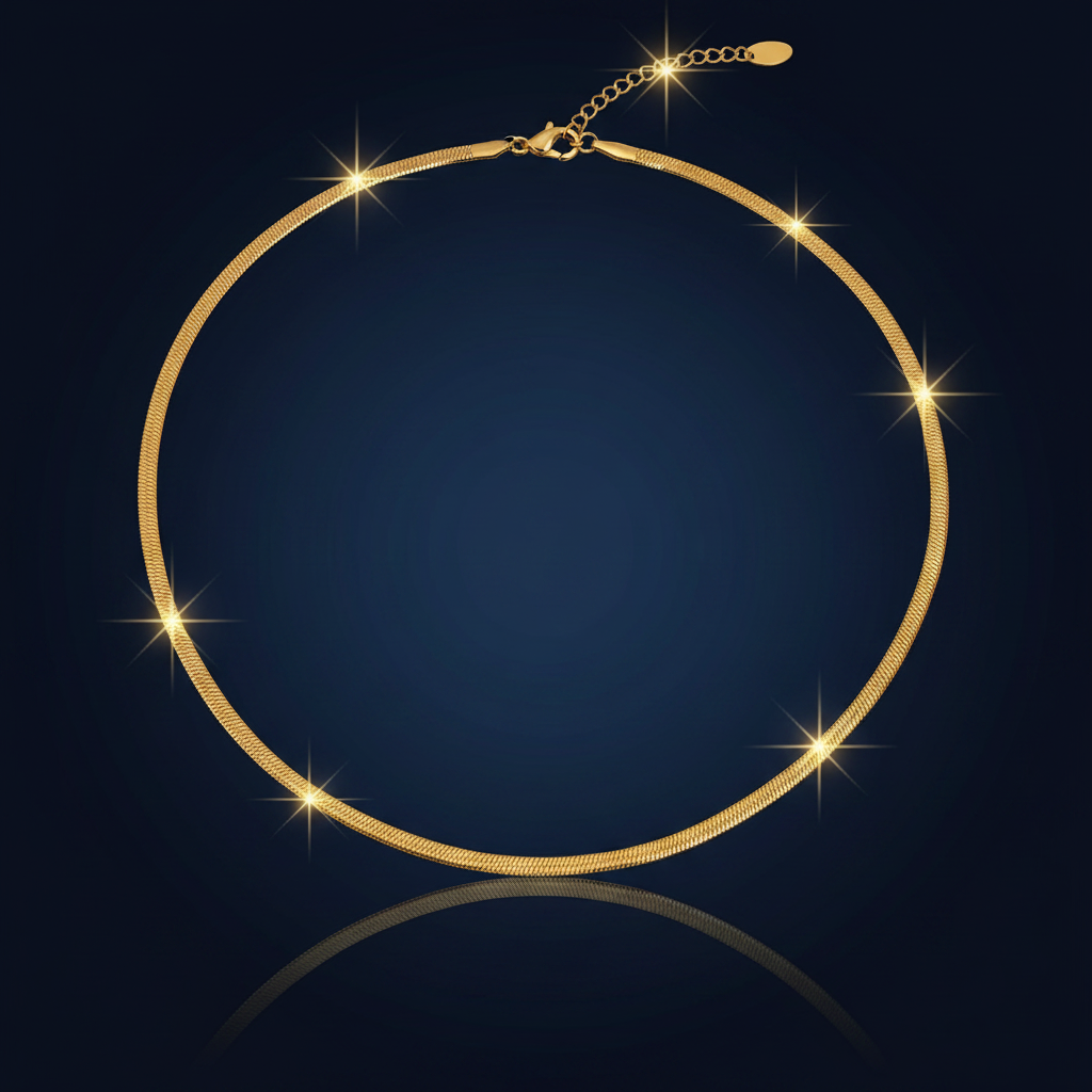 18K Gold-Plated Herringbone Chain Necklace - SimKap Jewellery