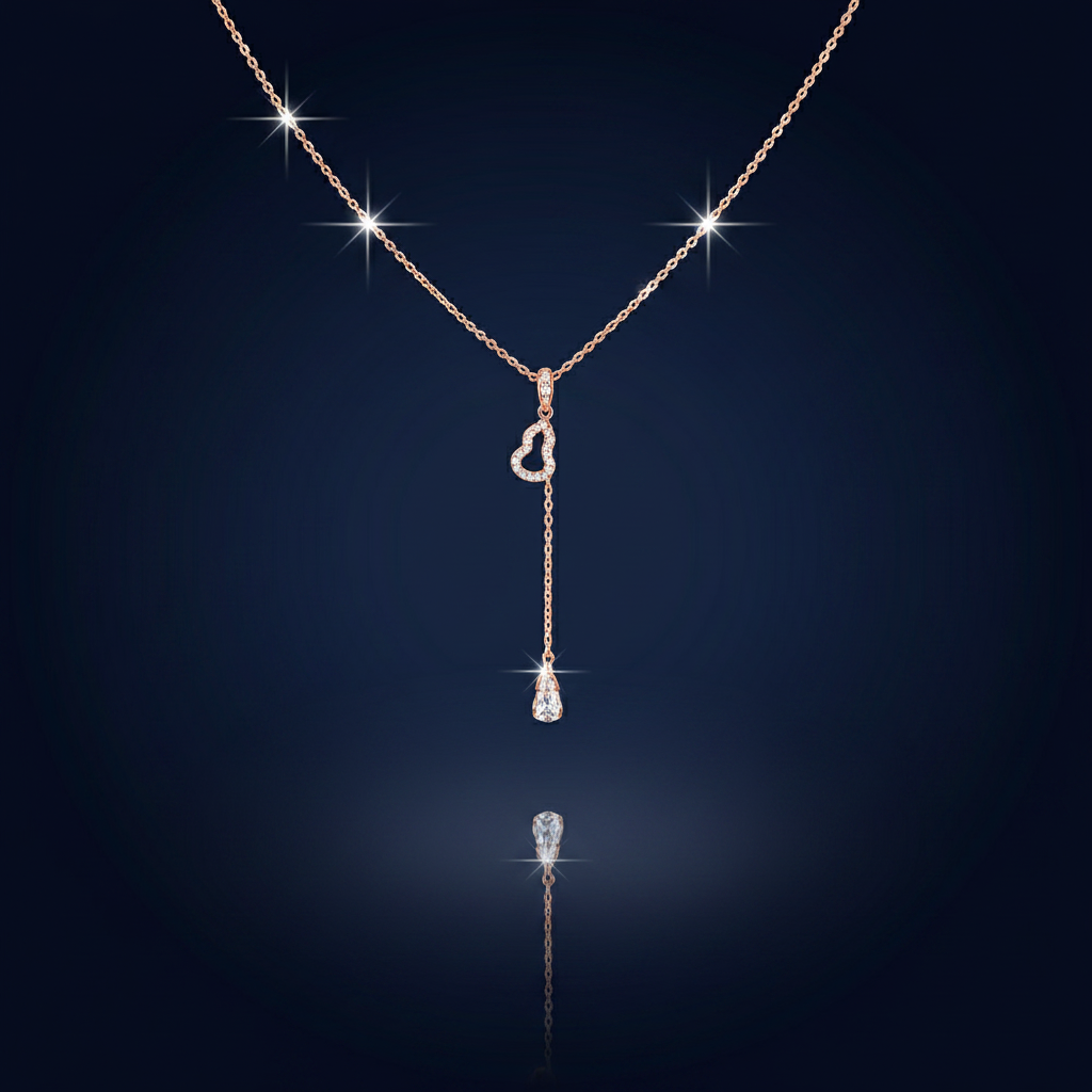 Rose Gold Heart Y-Shape Necklace - SimKap Jewellery