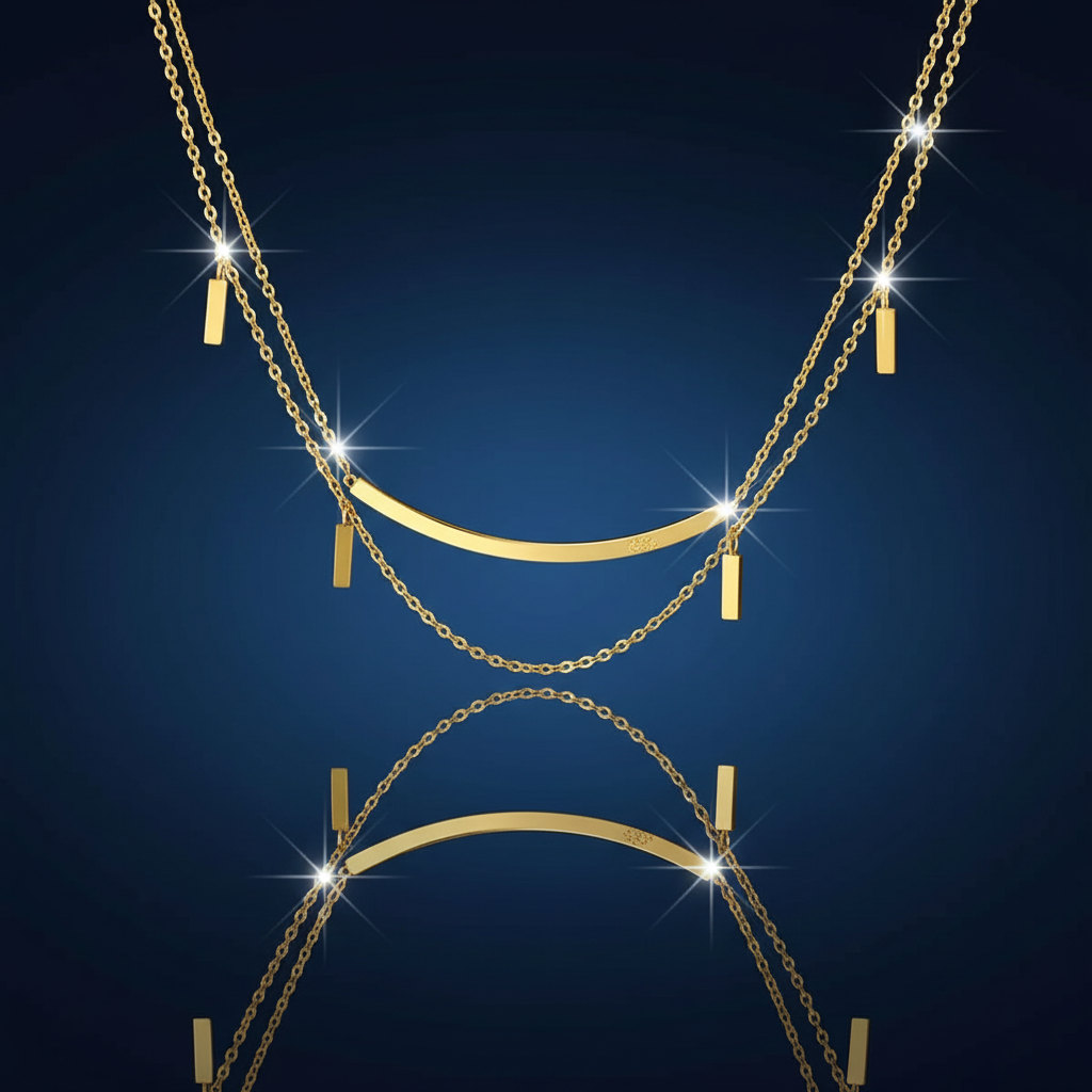 18K Gold Double Layer Bar Necklace - SimKap Jewellery
