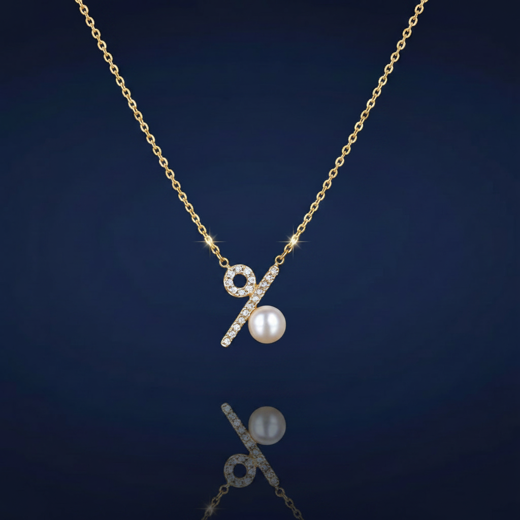 Freshwater Pearl & Zircon Pendant Necklace in 925 Sterling Silver