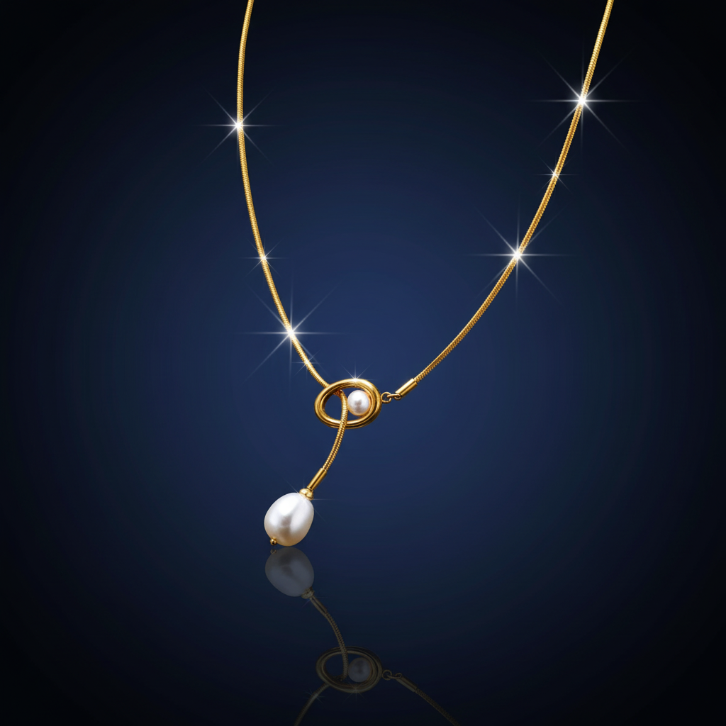 Pearl Drop Lariat Necklace - SimKap Jewellery