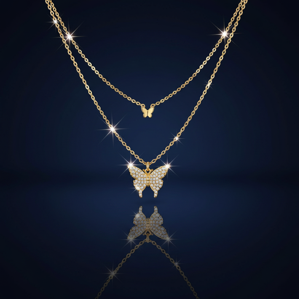 Double Layered Butterfly Necklace - SimKap Jewellery