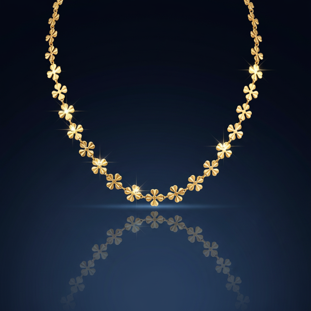 18K Gold Flower Chain Necklace - SimKap Jewellery