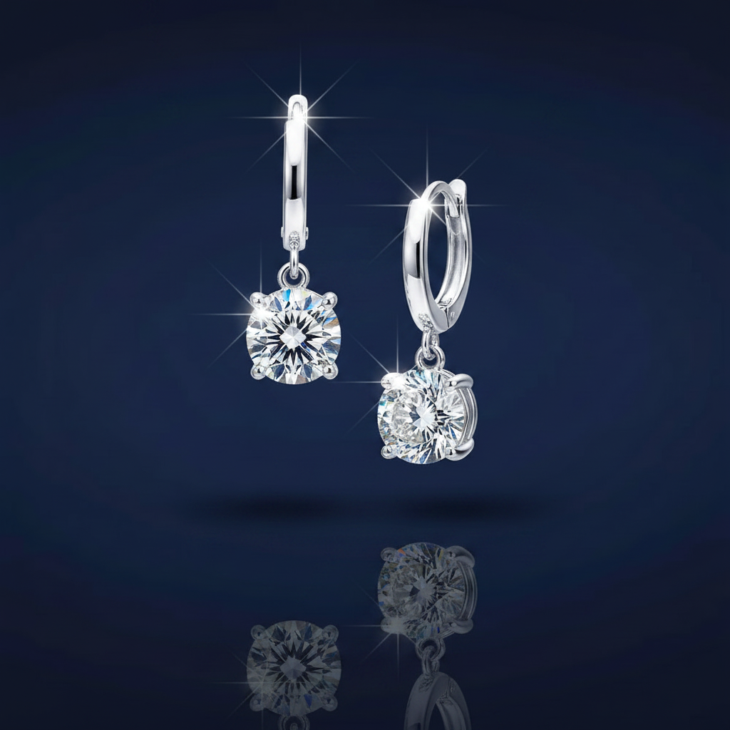 1 Carat Moissanite 925 Sterling Silver Drop Earrings