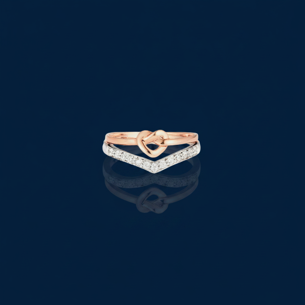 Knotted Heart Zircon Ring – Shadow & Mirror