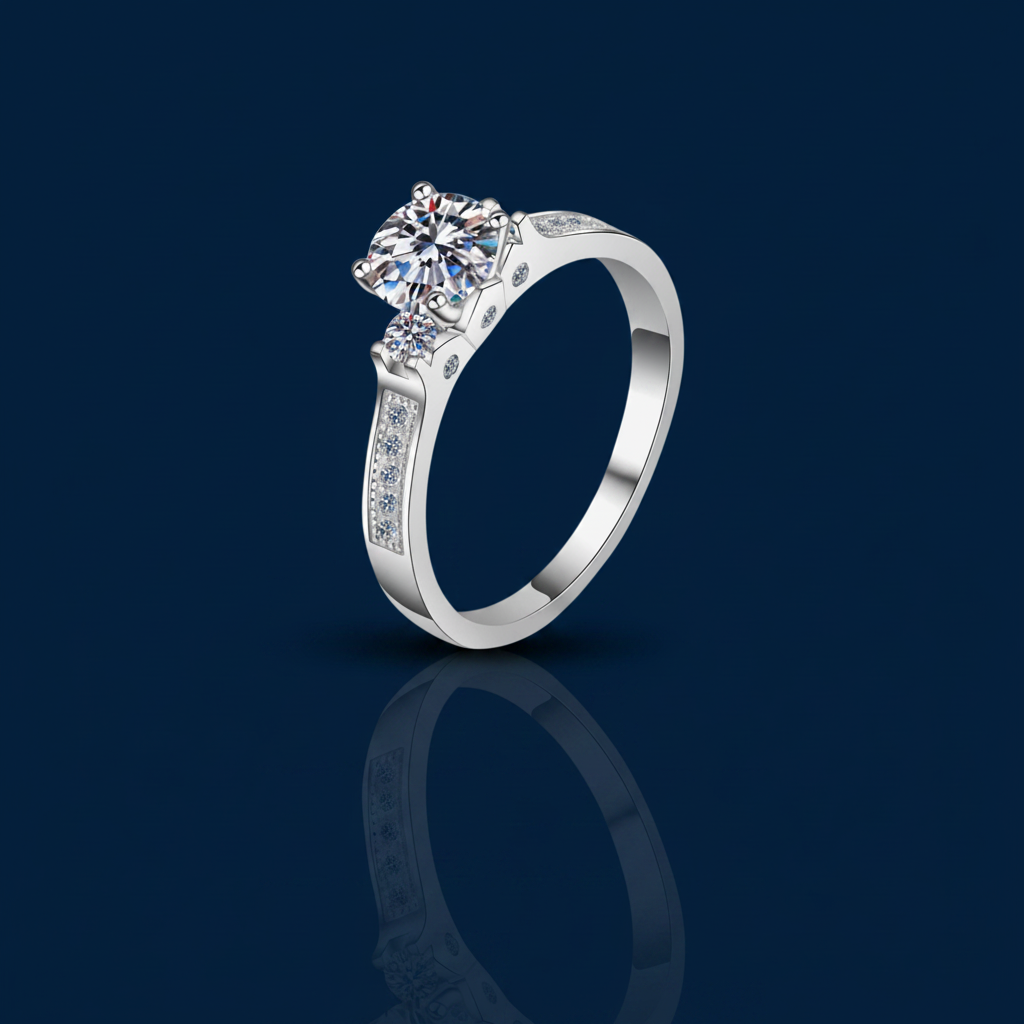 Lucky Charm Moissanite Ring – Smaller, Shadow & Mirror