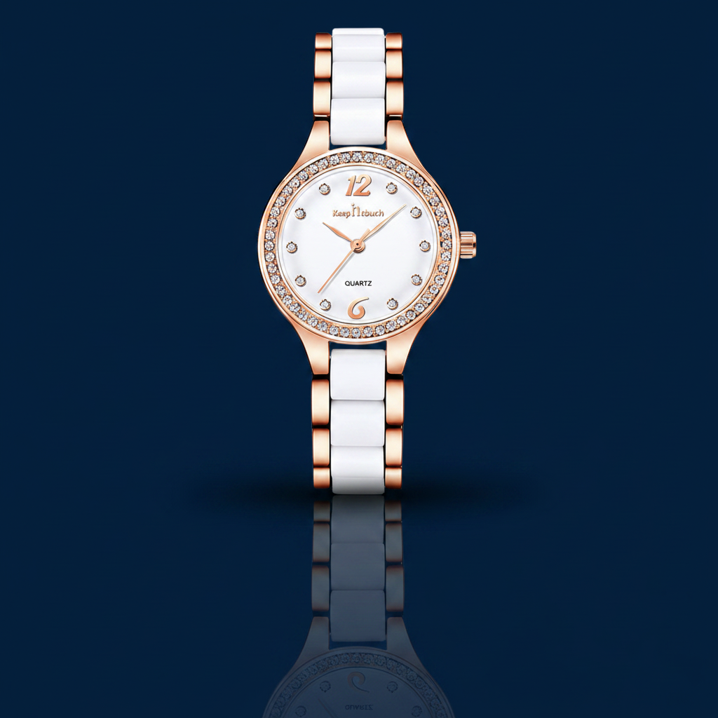 Luxury Diamond Ceramic Watch – Navy Editorial