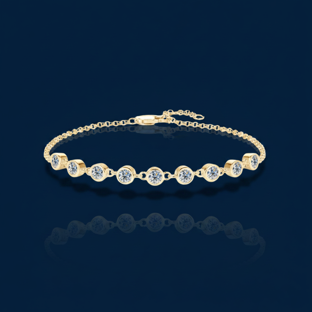 Moissanite Bezel Bracelet – Shadow & Mirror