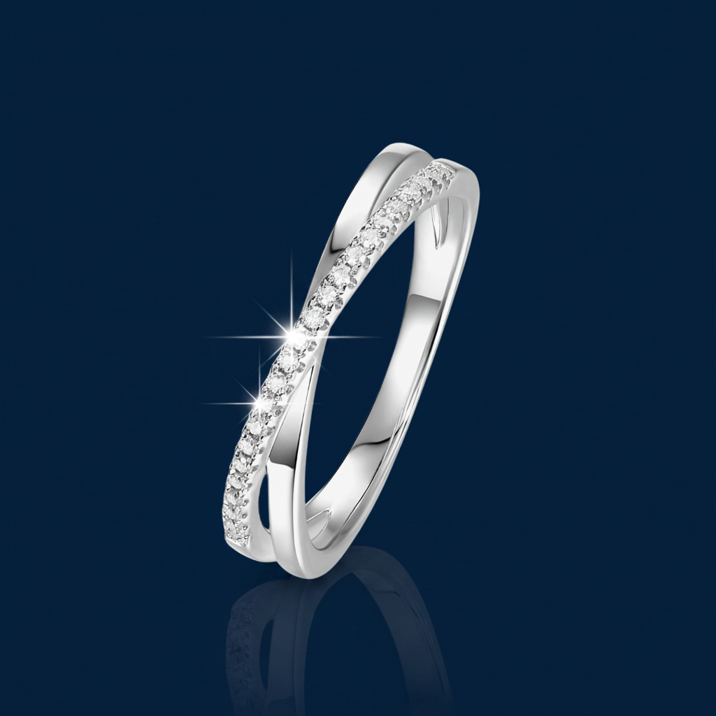 Moissanite Crisscross Ring | 925 Sterling Silver | Sizes 5-9