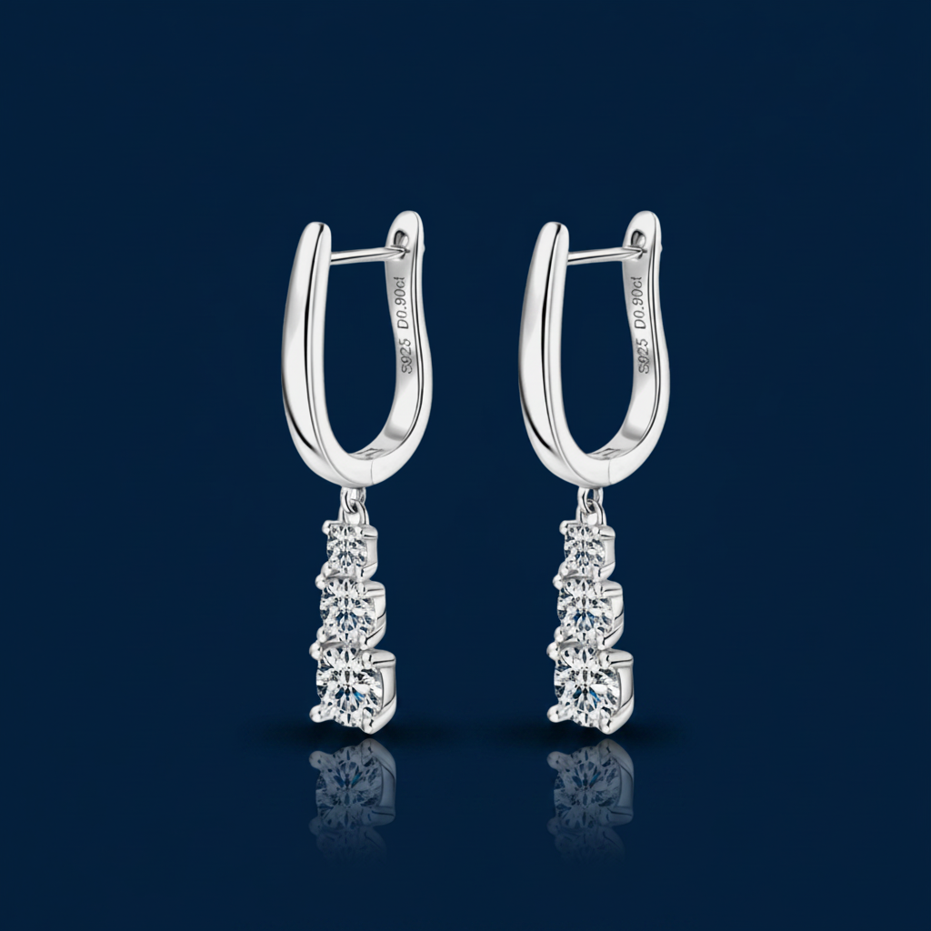 Moissanite Drop Earrings – Navy Editorial