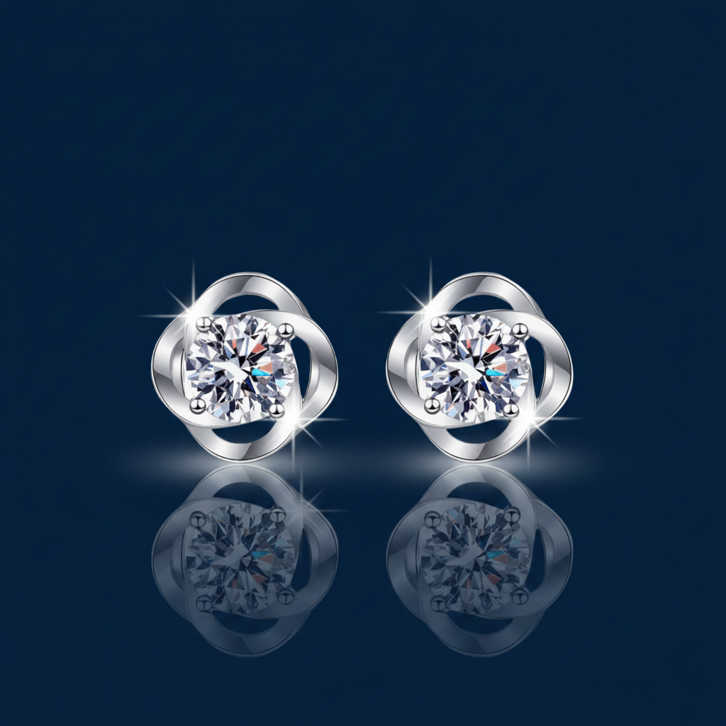 Moissanite Stud Earrings | 0.6ct | Rhodium Plated 925 Sterling Silver | Round Brilliant
