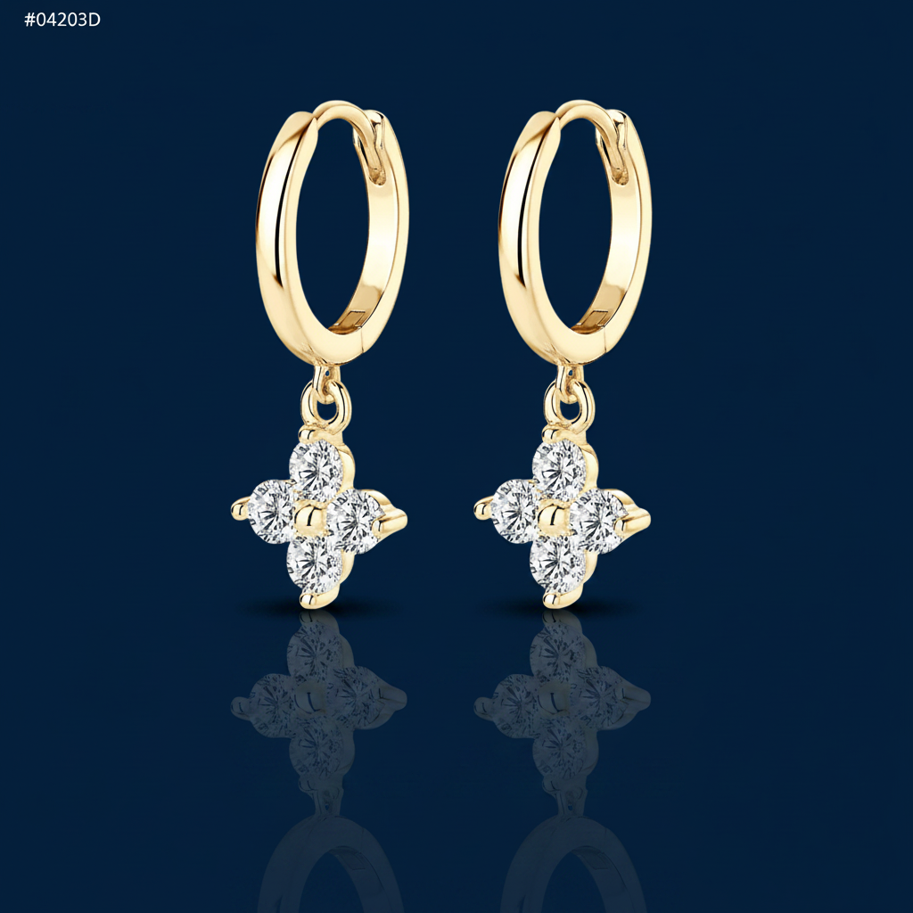 Moissanite Hoop Drop Earrings – Smaller, Shadow & Mirror