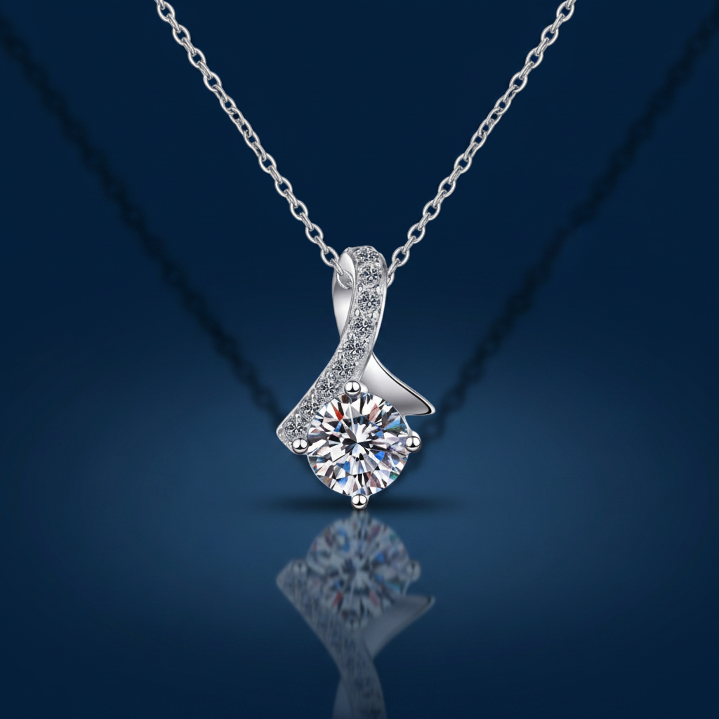 Moissanite Necklace – Shadow & Mirror
