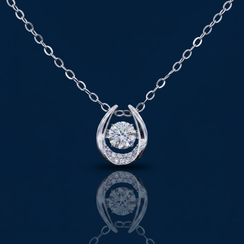 Moissanite Pendant Necklace – 0.5 Carat Platinum Plated 925 Sterling Silver Minimalist Necklace – The Gold Edit | SimKap Jewellery