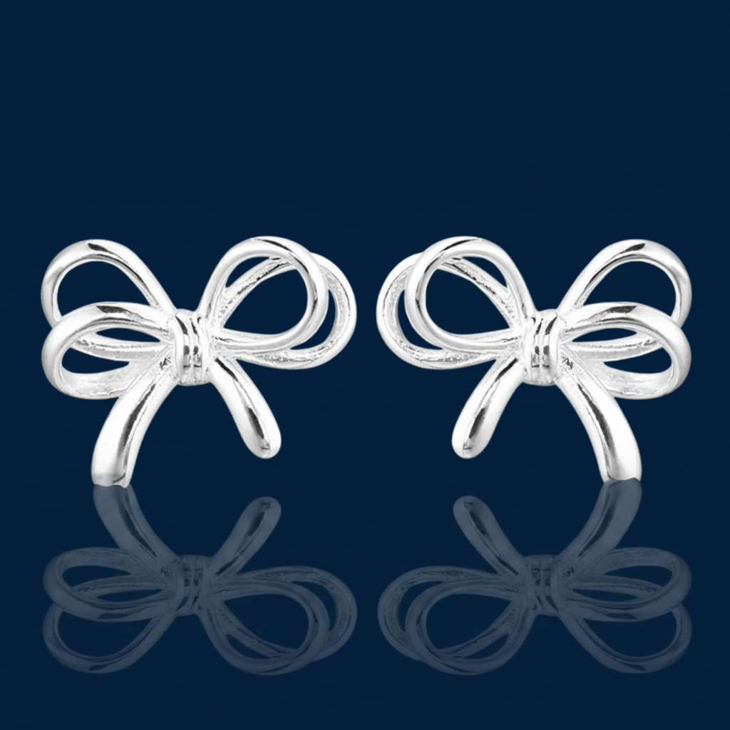 Neve Silver Bow Earrings – The Gold Edit | SimKap Jewellery