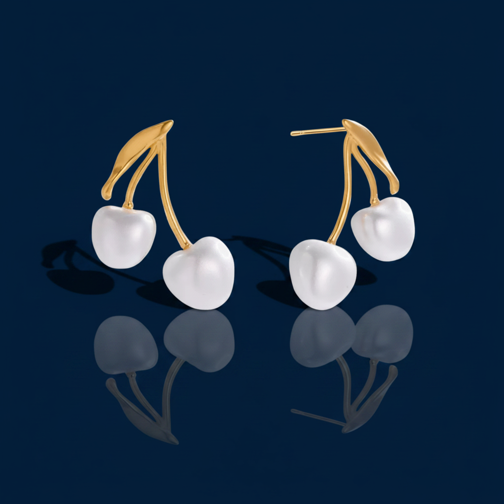 Pearl Cherry Earrings, 18K Gold-Plated – The Gold Edit | SimKap Jewellery