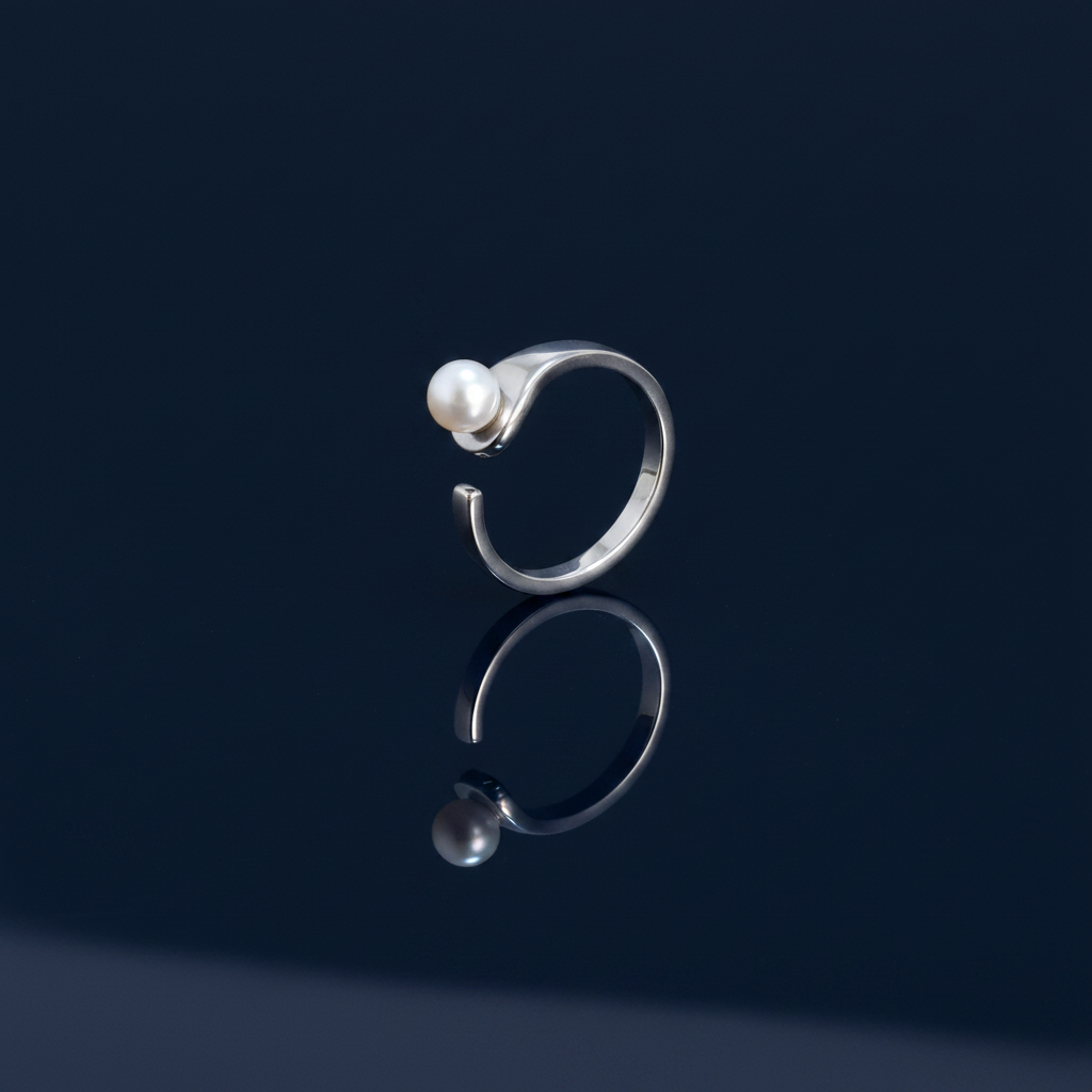 Freshwater Pearl Open Cuff Ring | 925 Sterling Silver | Adjustable