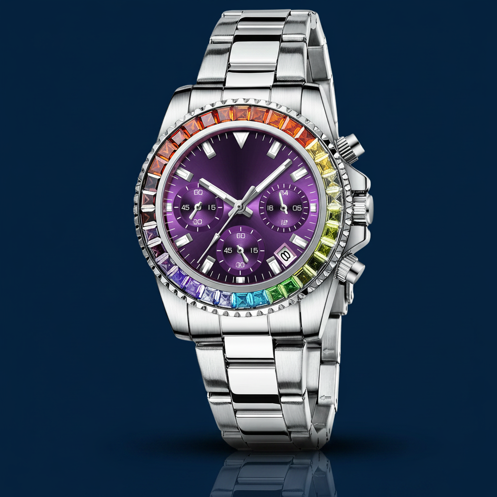 Rainbow Diamond Sport Watch Mirror Shadow