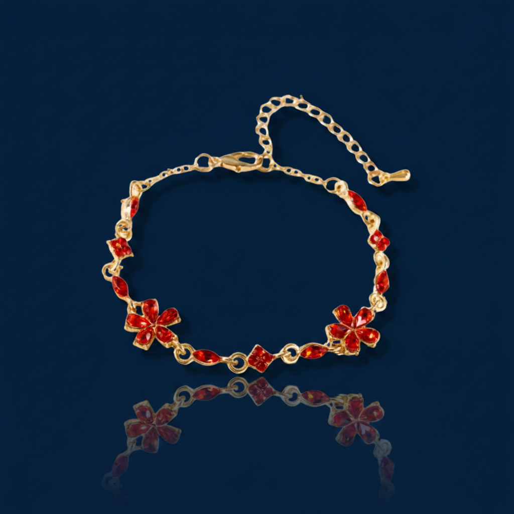 Rhinestone Flower Bracelet, 18K Gold-Plated – The Gold Edit | SimKap Jewellery
