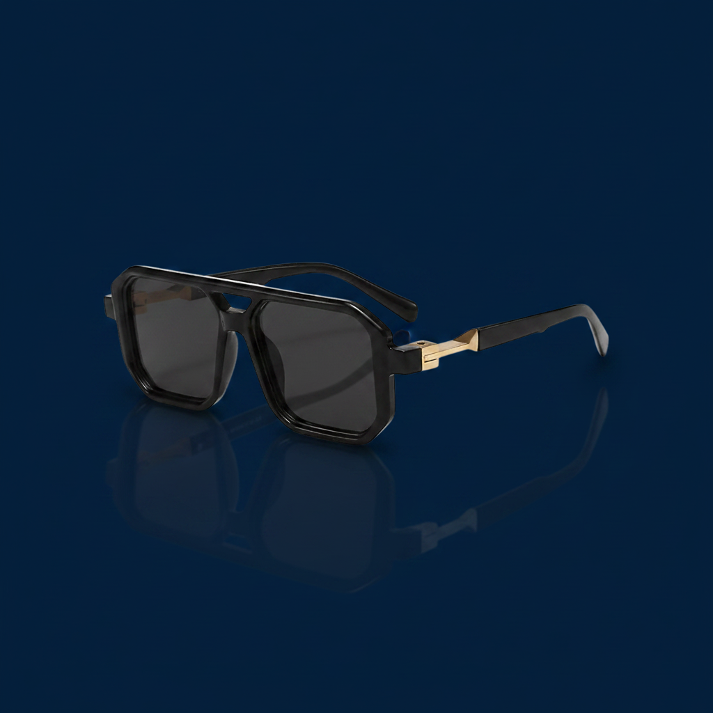 Retro Square Sunglasses UV400 Black Grey Light Blue – The Gold Edit | SimKap Jewellery