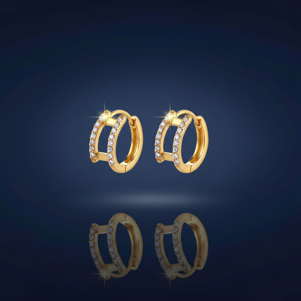 18K Gold-Plated Titanium Steel Rhinestone Earrings