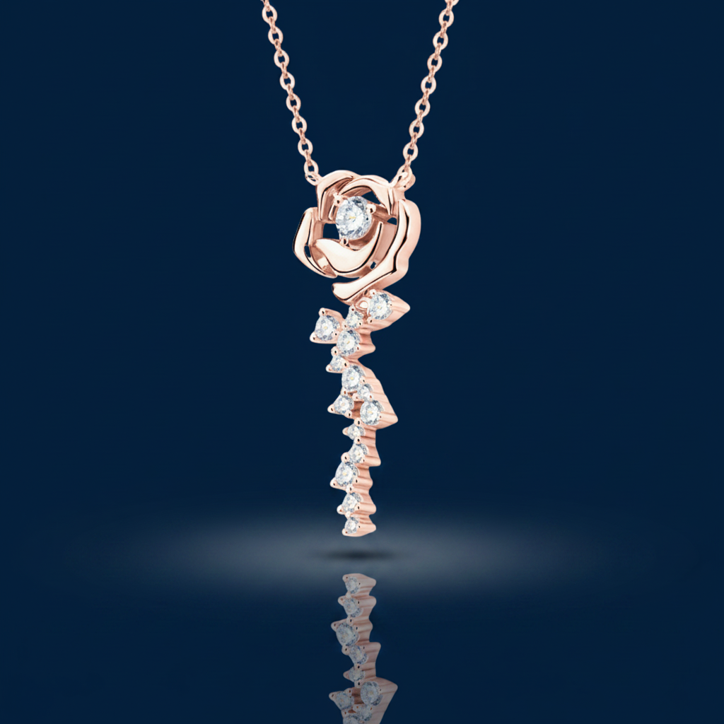 Rose Gold Flower Pendant – Shadow & Mirror