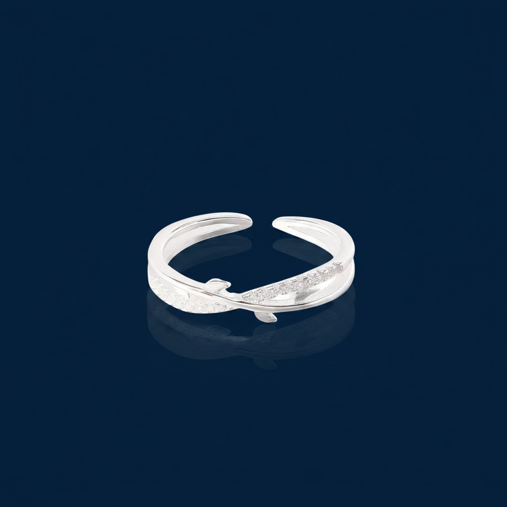 Open Ring, 925 Sterling Silver & Zircon – The Gold Edit | SimKap Jewellery