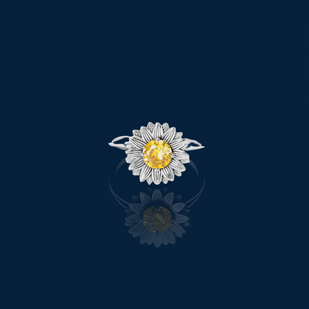 Sunflower Zircon Ring – Shadow & Mirror v2