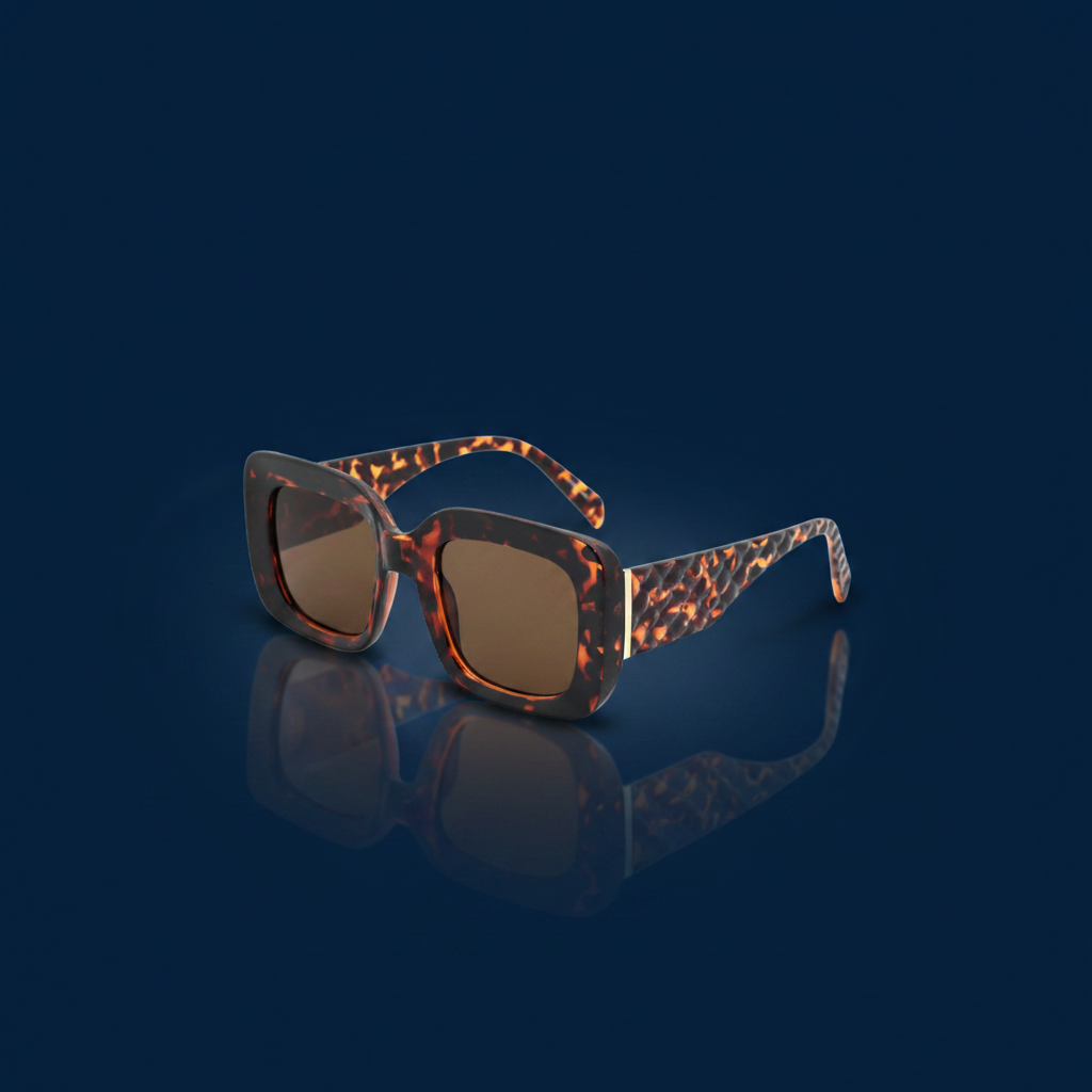 Square Polycarbonate Sunglasses UV400 Black & Caramel – The Gold Edit | SimKap Jewellery
