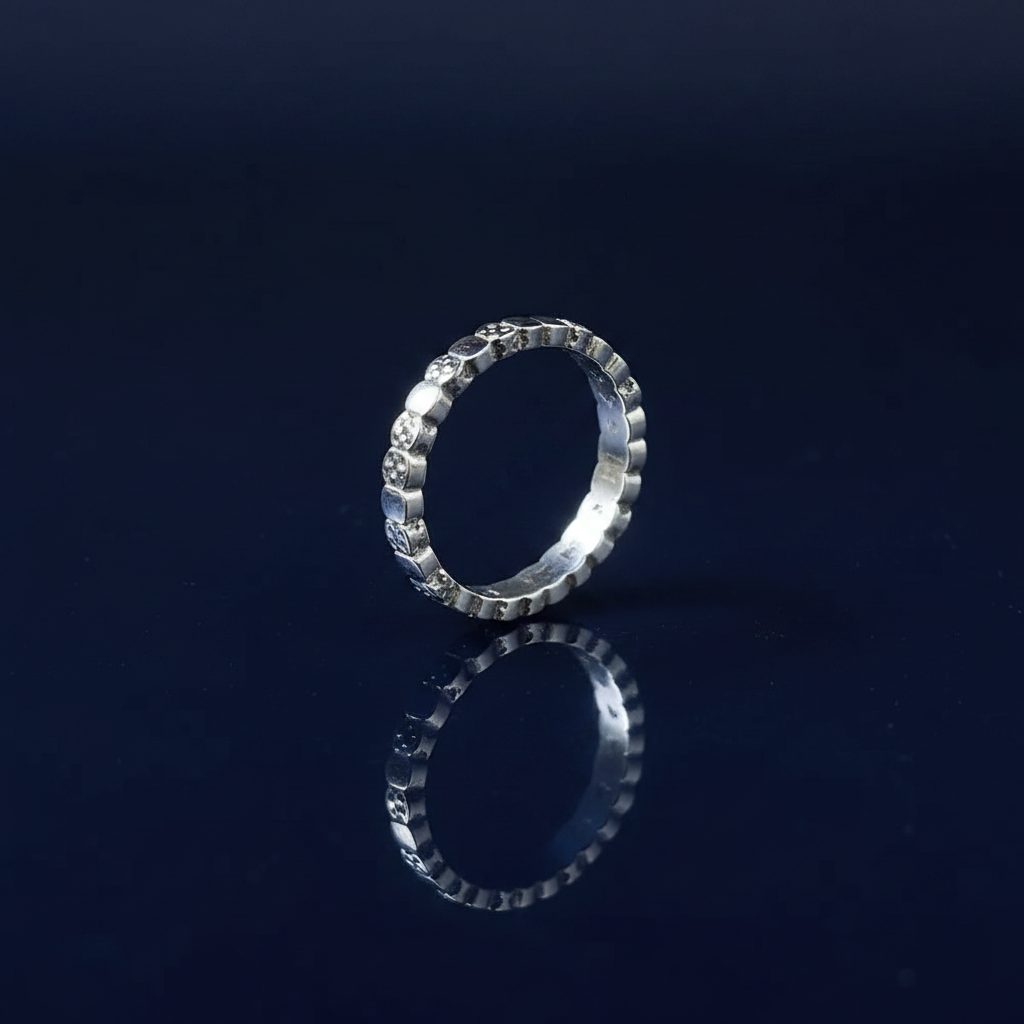 Vintage Floral Band Ring | 925 Sterling Silver | Adjustable
